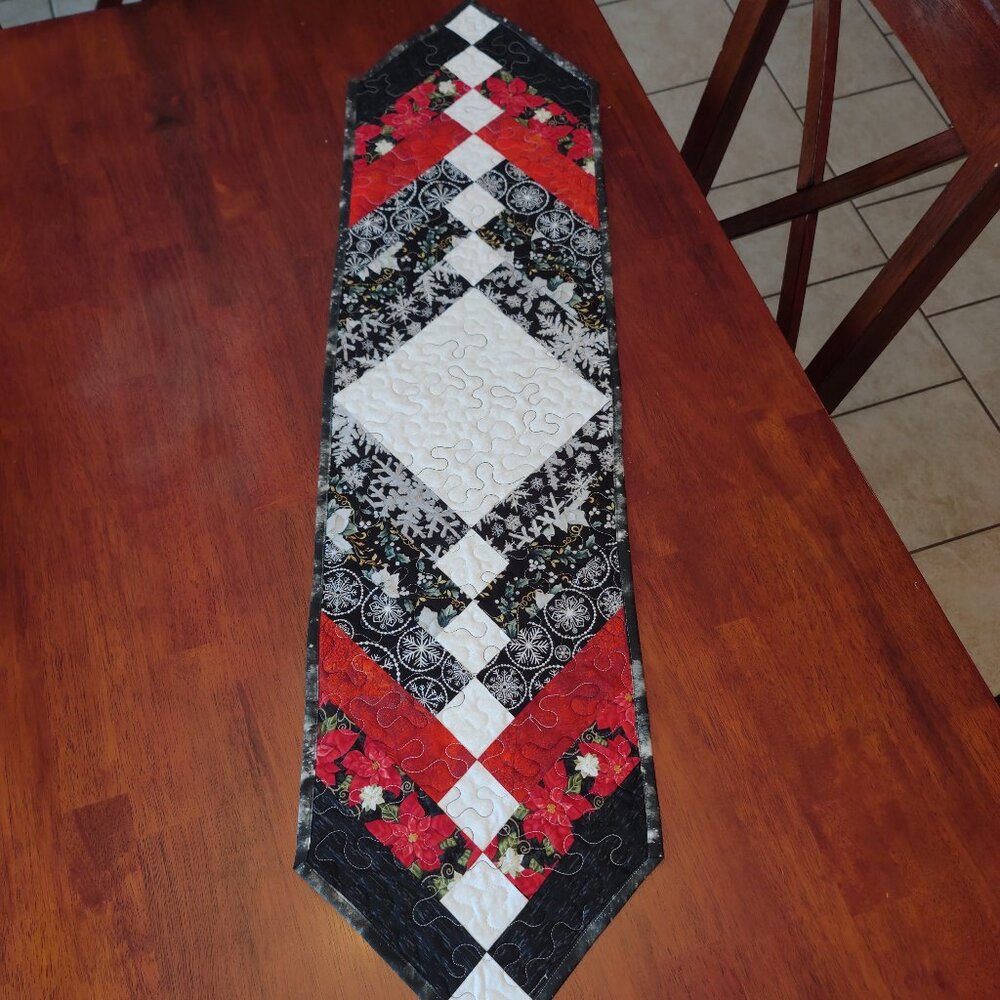NEW and Handmade! Christmas Table Runner - Red and Black - 12 X 46 Inches
